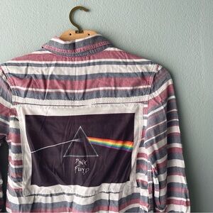 Reworked | Pink Floyd Dark Side of the Moon Striped Button Down Shirt